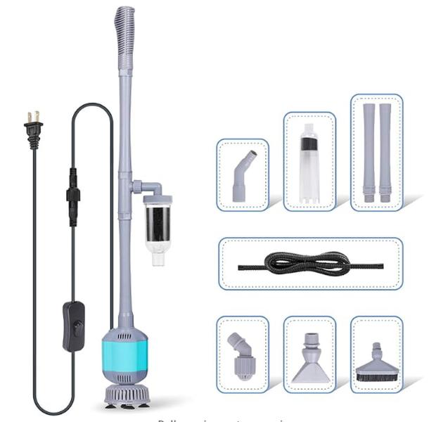 360GPH Electric Aquarium Gravel Cleaner, 5 in 1 Automatic Fish Tank Cleaning Tool Set Vacuum Water Changer Sand Washer Filter Siphon Adjustable Length Pet Supplies