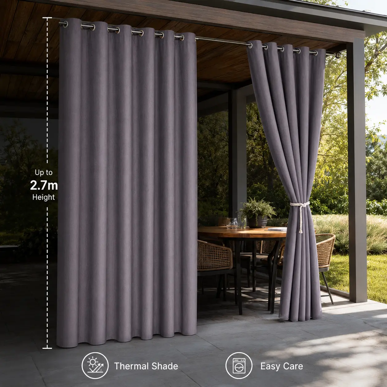Outdoor Curtains for Patio, Gazebo Curtains for Pergola, Solid Color Drapes for Porch, Balcony & Outdoor Living Space, Indoor Outdoor Curtain Panels
