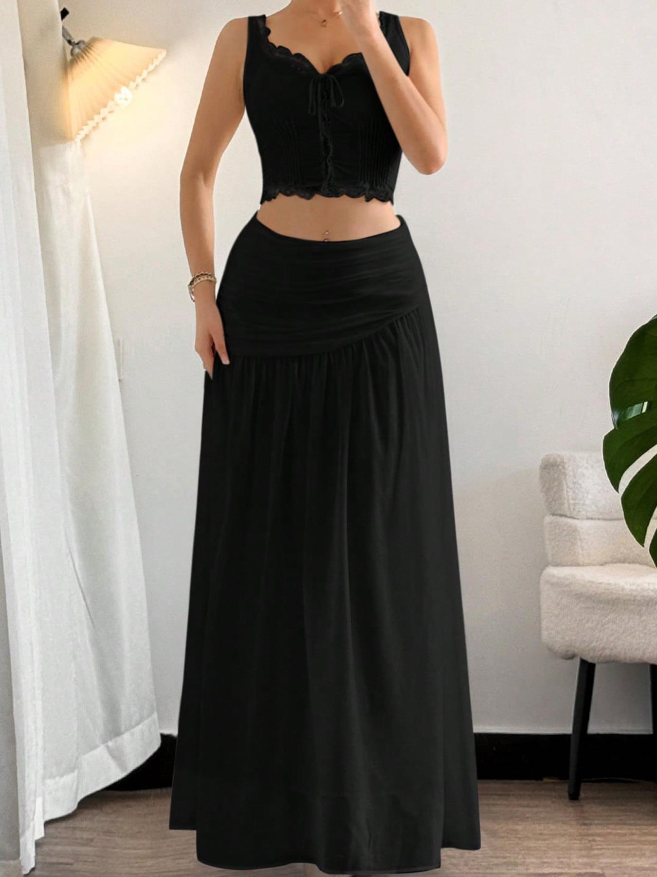 Women's Plain Skirt, Elegant A Line Skirt for Beach Holiday Vacation, Ladies Clothes for All Seasons, Solid Color Skirt