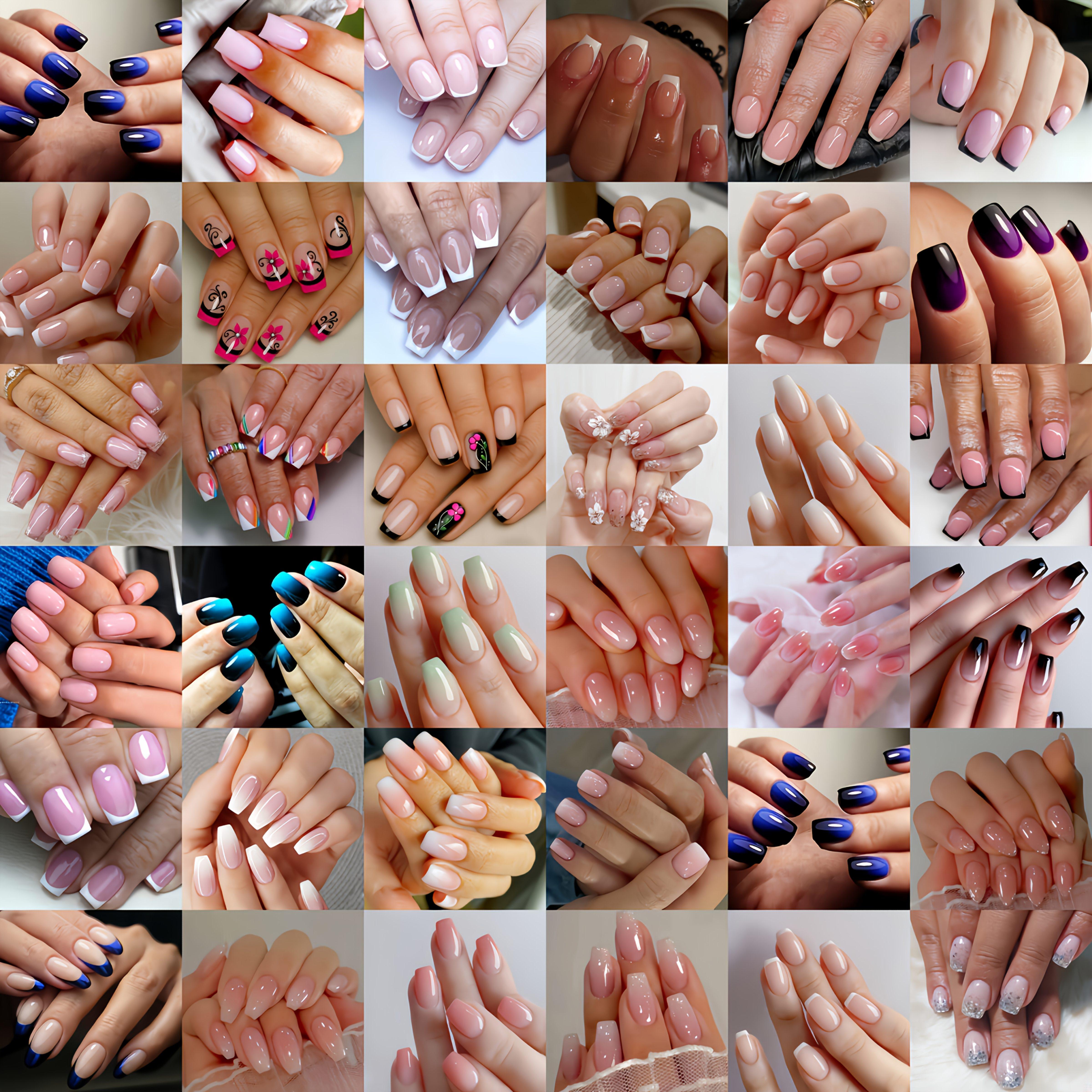 48 pieces/96 pieces/216 pieces of random nail art, short nail art, medium-long nail art, square nail art, simple and stylish nail art stickers, removable nail art, various colors of random nail art, suitable for Halloween, Christmas, spring, and autumn