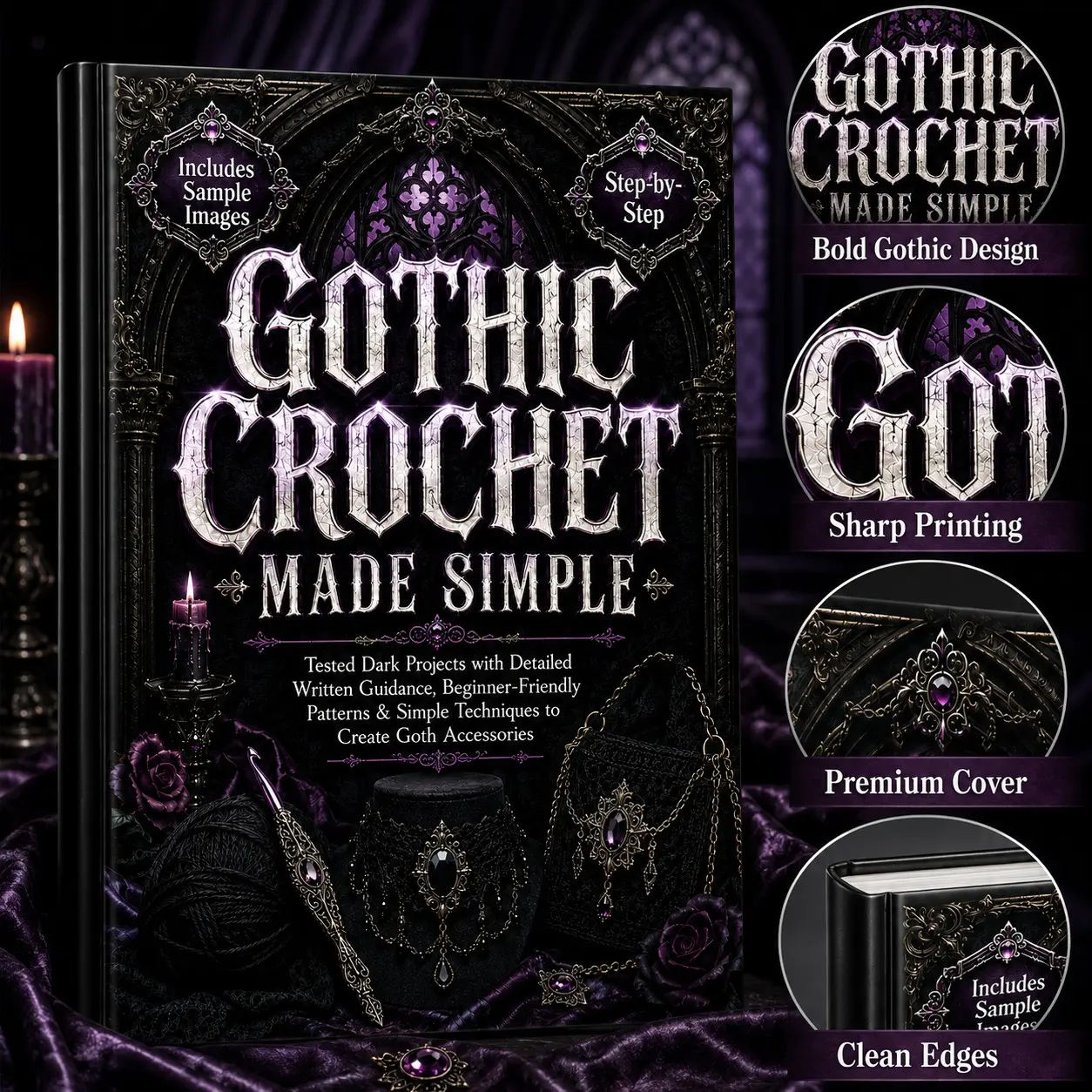 Gothic Crochet Made Simple A5 Guide, Dark Style Jewelry Making Tutorial, Step-By-Step Knitting Book, Creative Gift for Beginners and Craft Lovers