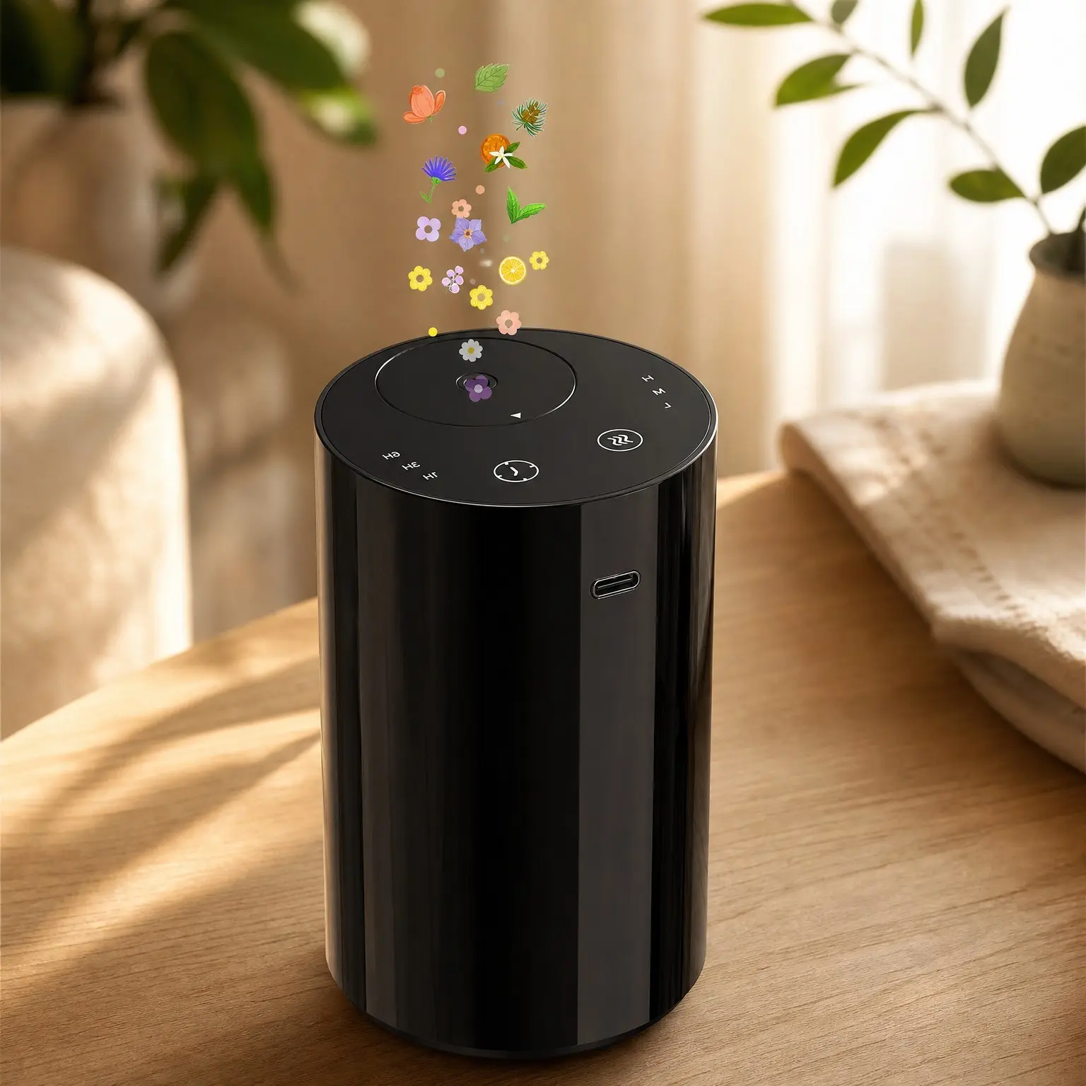 Portable Waterless Essential Oil Diffuser, 20mL Mini Aromatherapy Scent Diffuser, Battery Operated, 3 Mist Levels & Timers, Leak-Free for Home, Car, Office & Travel (Black)Gift