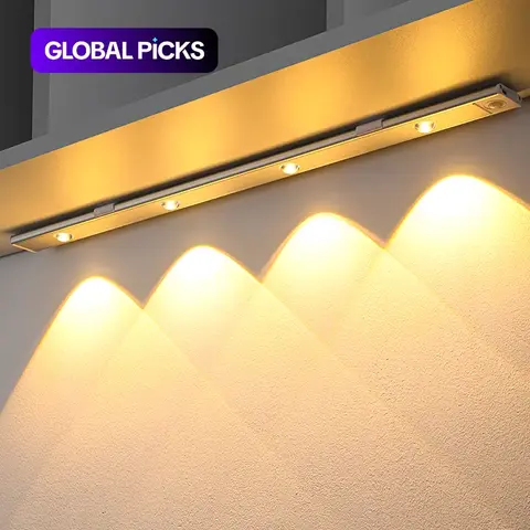 Motion-Activated Wireless LED Night Light, Ultra-Thin USB Rechargeable Cabinet Light for Indoor Use in Kitchen, Wardrobe and Bedroom, Under Cabinet Lights, Motion Sensor Lamp with Adjustable Brightness, Dimmable Cabinet Lights #GLOBAL PICKS