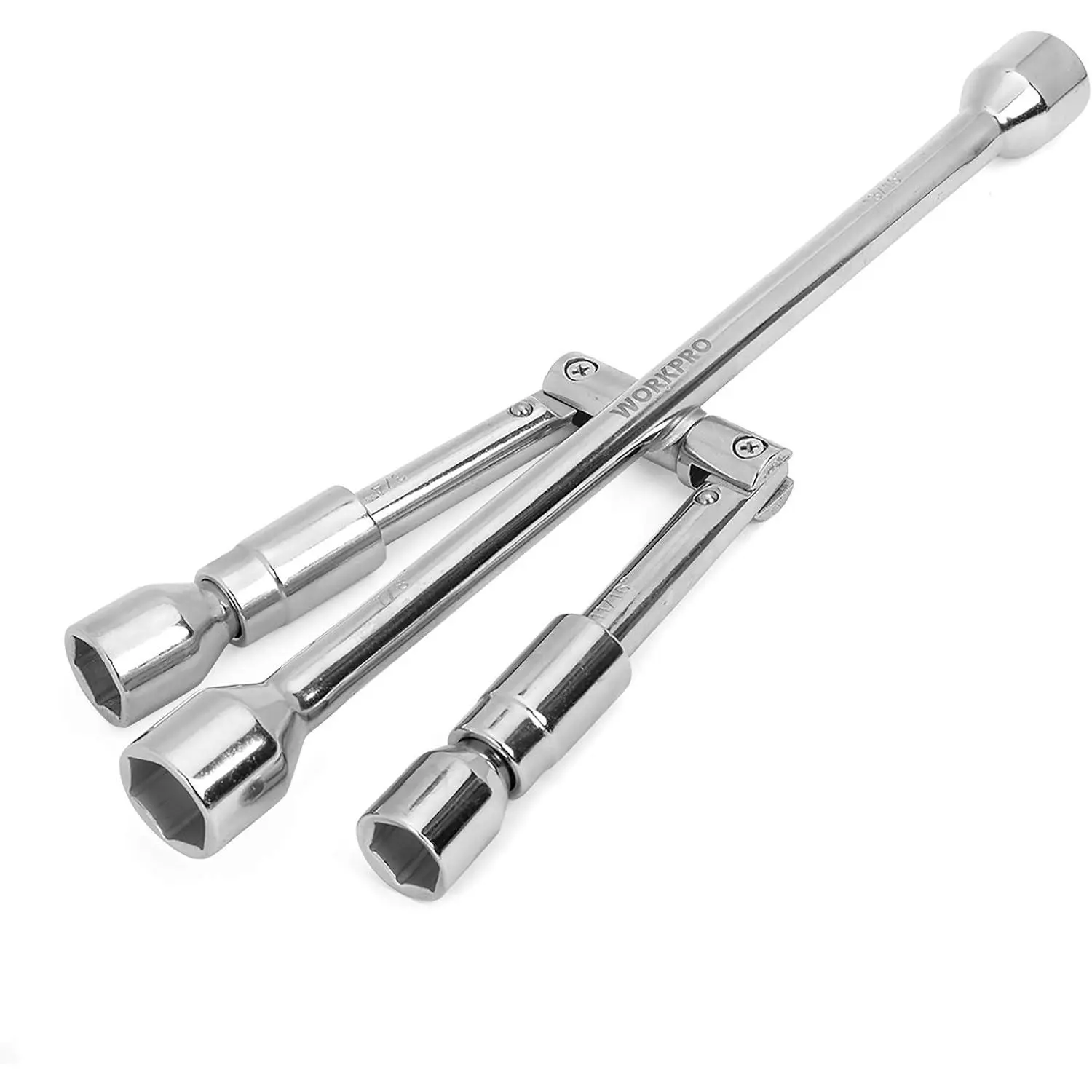 14-Inch Folding Lug Wrench with Multi-Way Head, Chrome-Plated Drop-Forged, SAE & Metric Sizes, Folding Design for Cars, Light Trucks, SUVs, Folding Wrench
