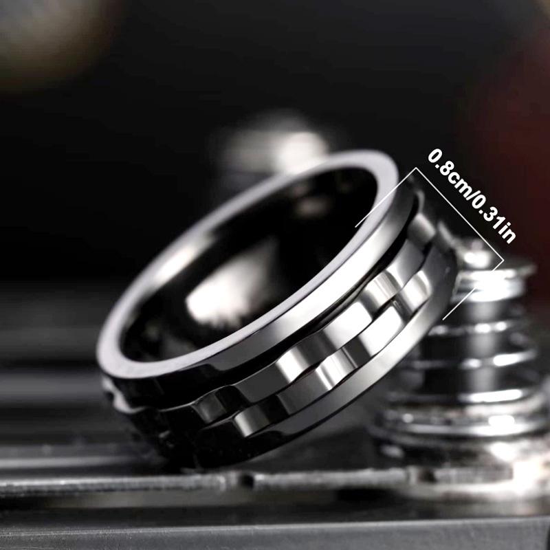 Anxiety Rings for Women and Men Titanium Steel Spinner Fidget Band Rings with Cubic Zirconia for Stress Relief and Wedding Promise Comfort Fit Size 6 to 12
