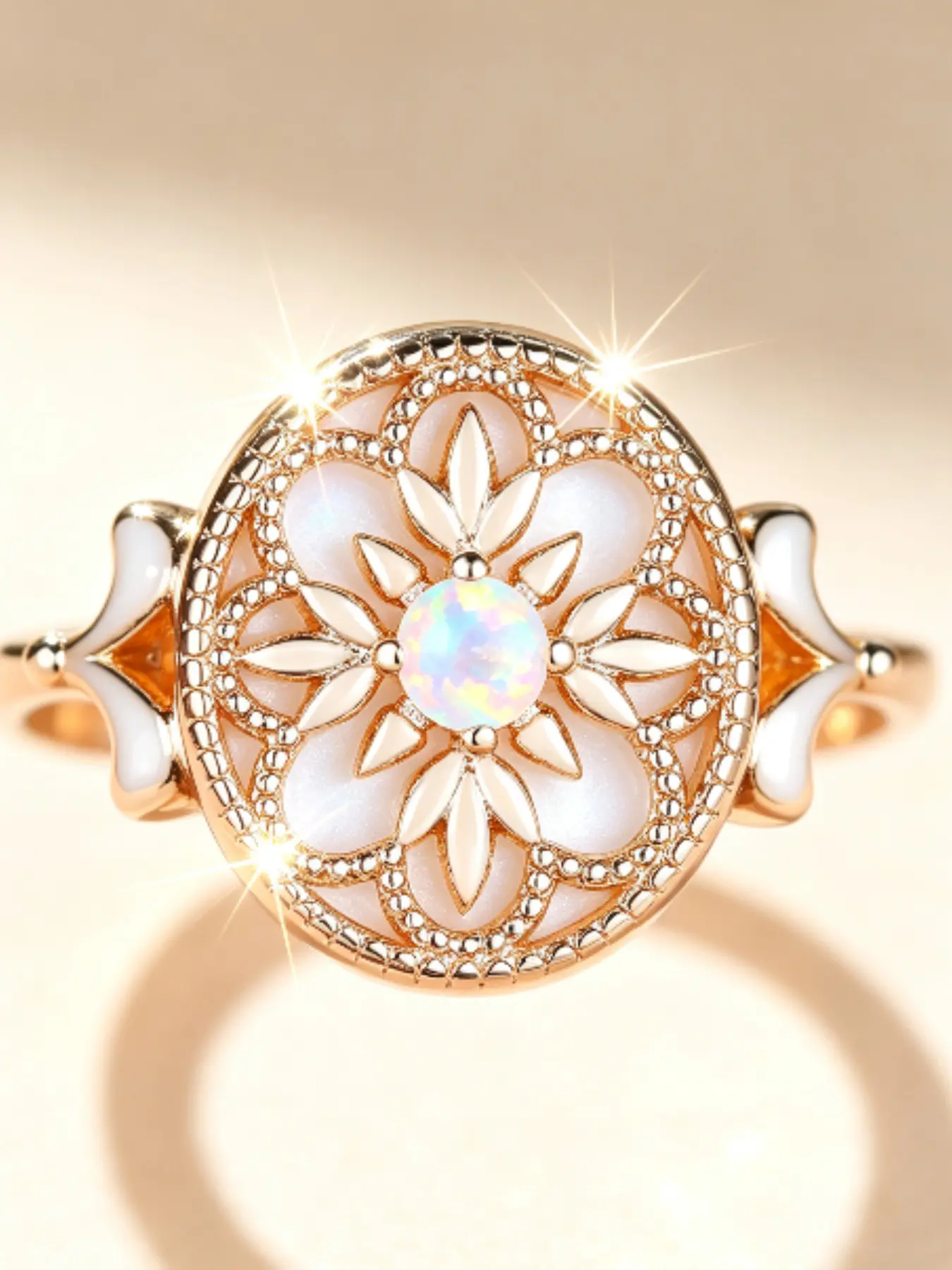 Vintage Court Style Abalone Shell Ring, Unique Fashion Design, Perfect for Graduation, Parties, Daily Wear, Holidays