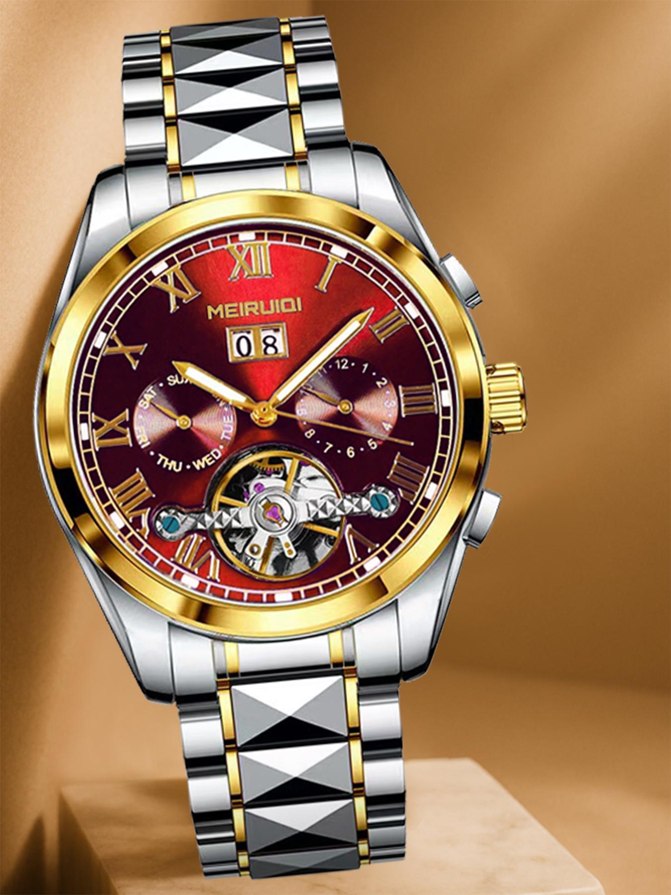 A Men's 2025 New Waterproof Luminous Hollow Advanced Multi functional Fully Automatic Mechanical Watch Luminous Fashionable Watch High End Watch