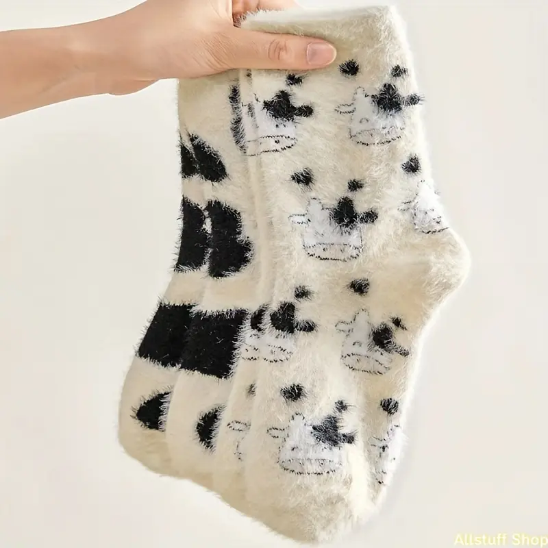 Mid-Calf Socks with Cow Spots