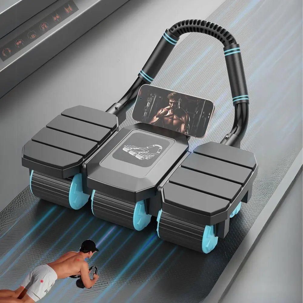 Automatic Rebound Abdominal Wheel Roller, 6-wheel Design Abdominal Wheel Roller, Workout Equipment for Home Gym, Home Workout, Core Workouts, Abdominal Roller Machine, Ab Training Equipment, Ab Exercise Equipment