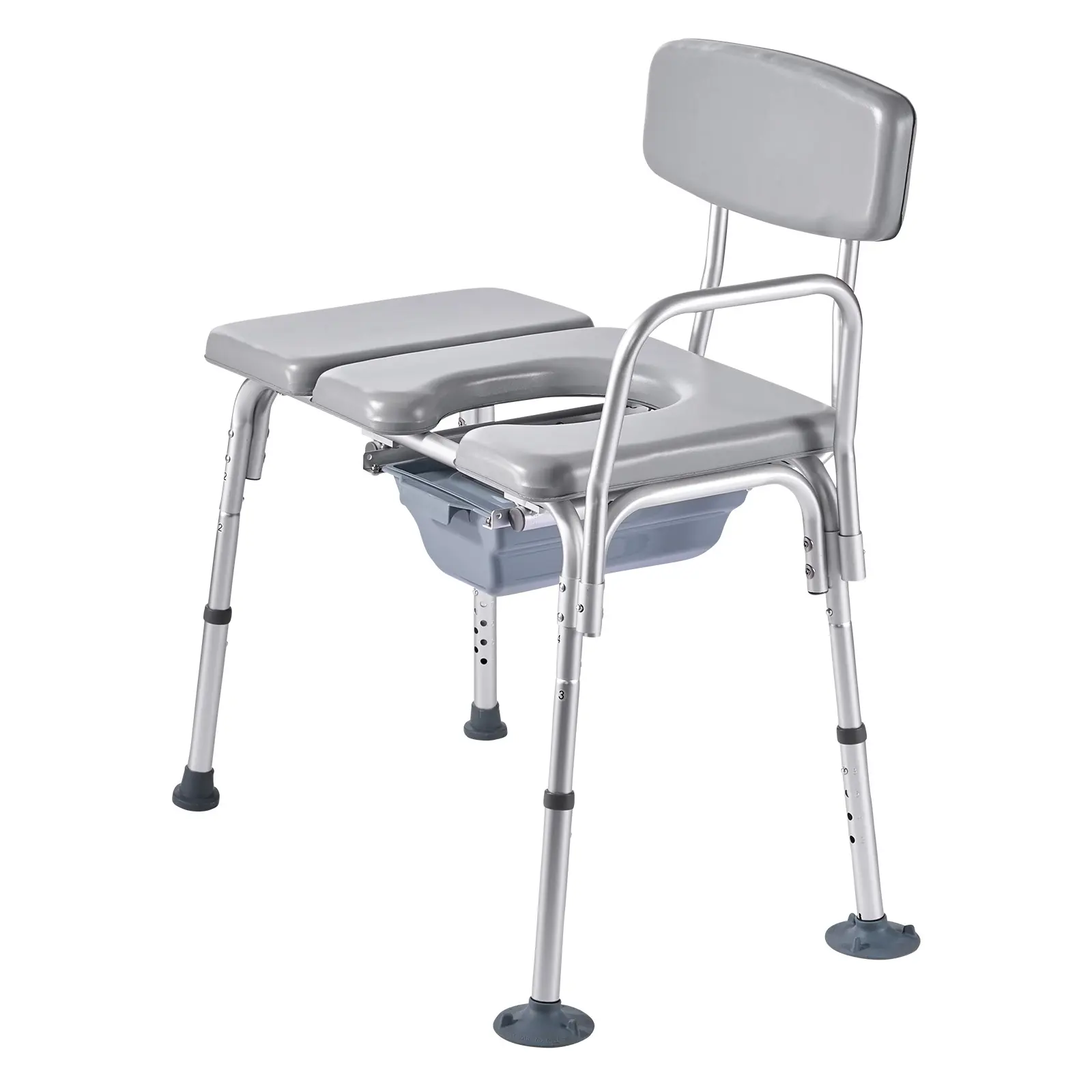 Bedside Commode Chair, Detachable Bucket, 500 lbs/227 kg Max Weight Capacity, Adjustable Height Adult Potty Chair for Seniors, Detachable 5L Bucket