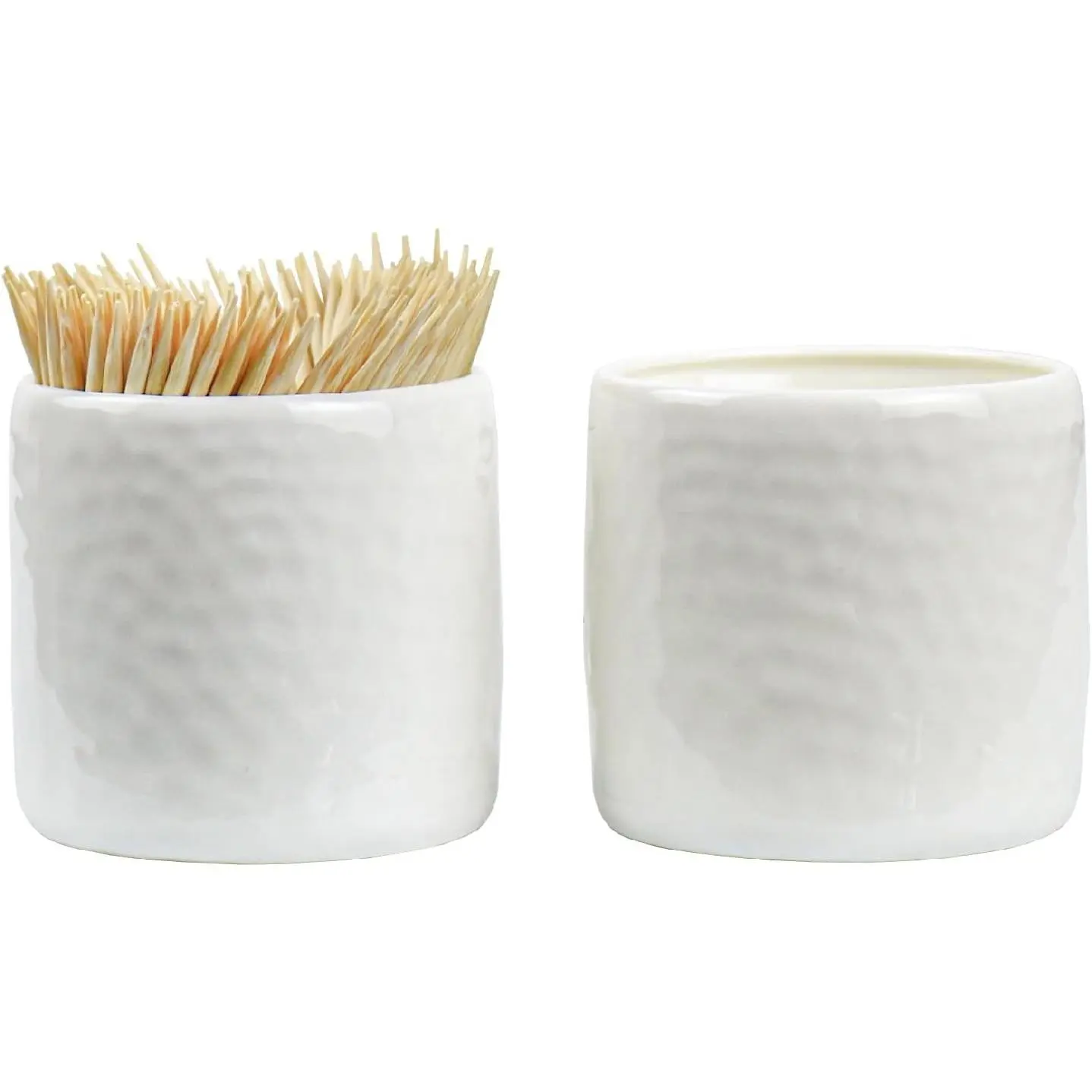 Toothpick Holders Set of 2 Toothpick Dispensers with 400 pcs Bamboo Toothpicks White