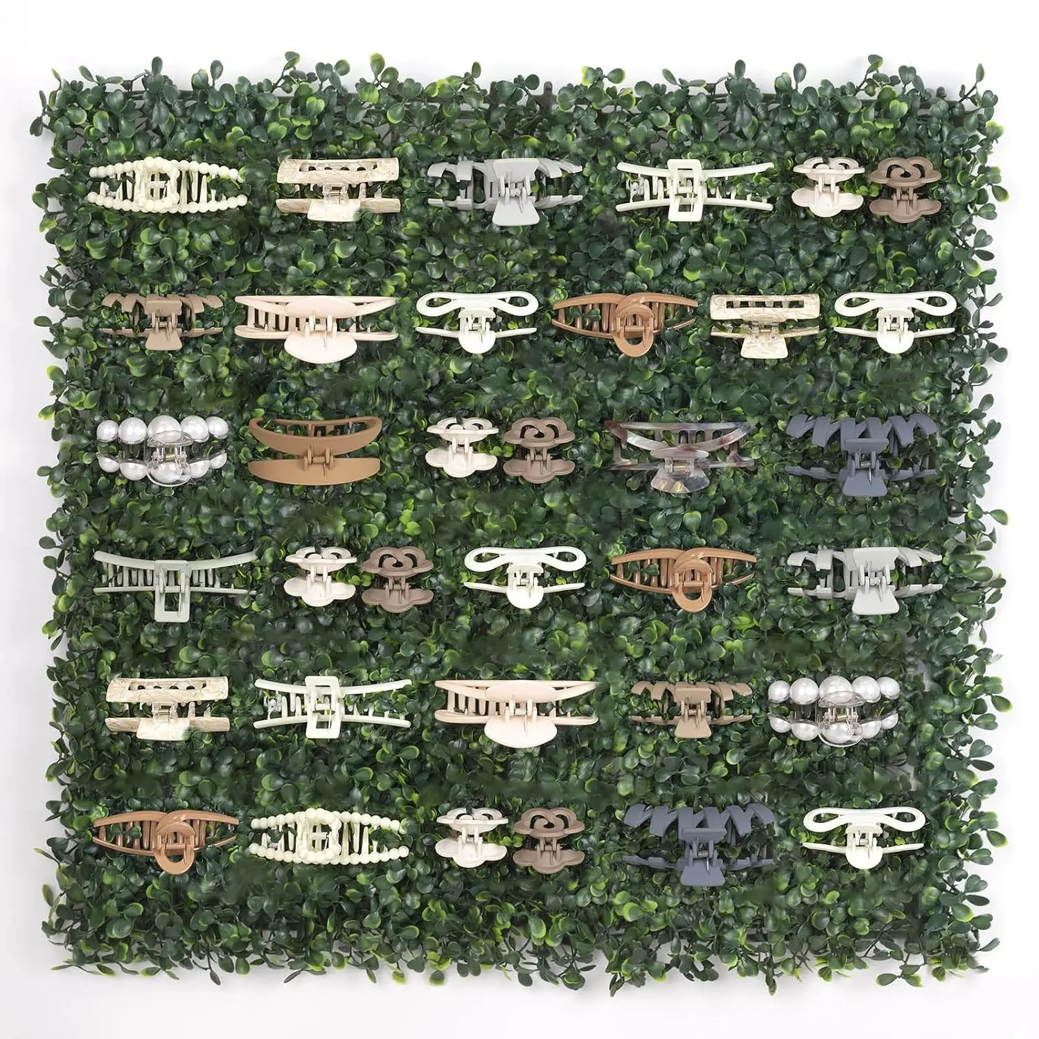 Green Grass Claw Clip Organizer Holder, 20x20 inch Hair Clip Stand for Women and Girls, Wall Decor Display