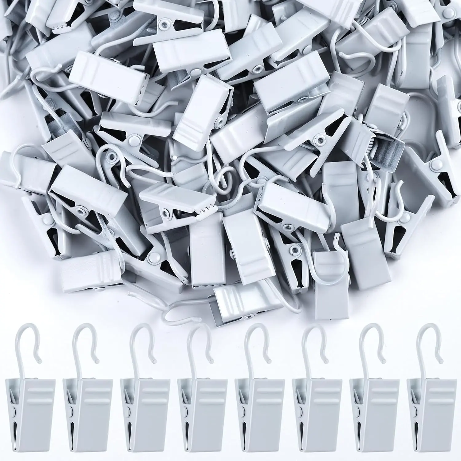 100 Pack White Curtain Clips Curtain Hooks, Stainless Steel Small Clips for  Curtains, Outdoor String Lights, Art Craft Display, White