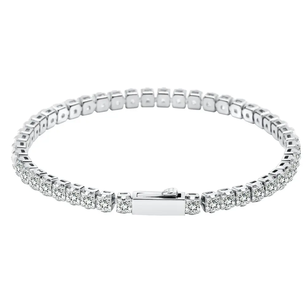 Loveden Stainless Steel Woven Tennis Chain Side Clasp Bracelet Necklace Set TennisChains5A Zirconia Diamond