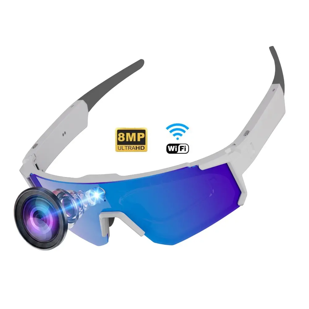 Smart Sports Glasses,  Hands-free Video Recording,8MP Camera Anti-Shake Dual Stabilization (Physical + EIS )Sunglasses, Bluetooth Call ,Music Control ,AI Translation ,260Mah Battery ,IP64 Waterproof ,AI Smart Glasses