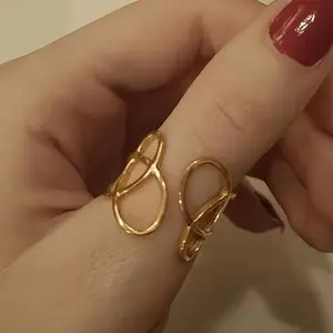 1pc Women'S Adjustable Open Ring - Elegant Modern Jewelry with Adjustable Band, 18K Golden Plated Stainless Steel, Everyday & Party Jewelry Gift for Women - Durable Tarnish-Resistant Statement Ring, Unique Design, Highquality Plating, Fashion Lovers