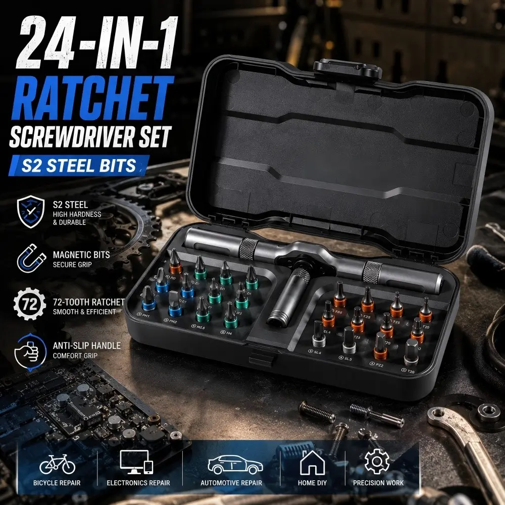 24/66 in 1 Professional Magnetic Ratchet Screwdriver Set with S2 Steel Bits, Compact Precision Repair Tool Kit for Home, Electronics, Laptop & DIY