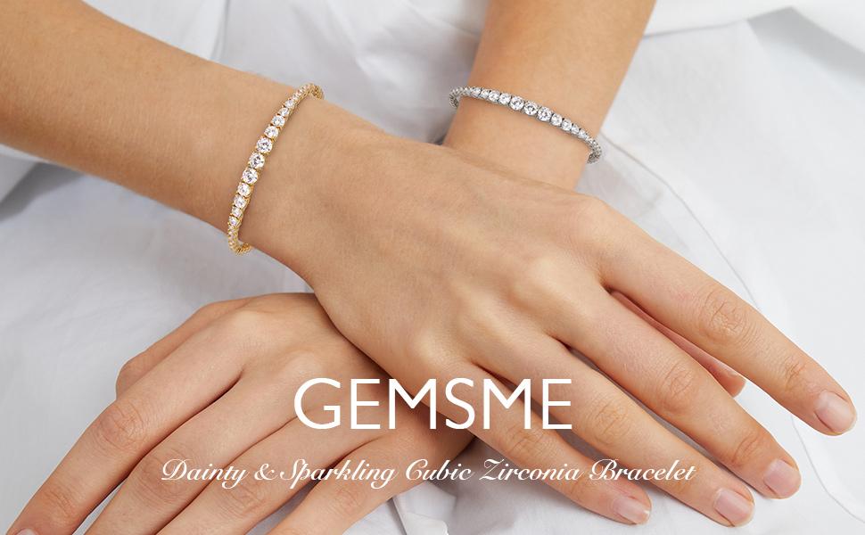 Gemsme 3-6MM Graduated Tennis Bracelet Round Cut Cubic Zirconia Classic For Women Jewelry Luxury BC-36285-g