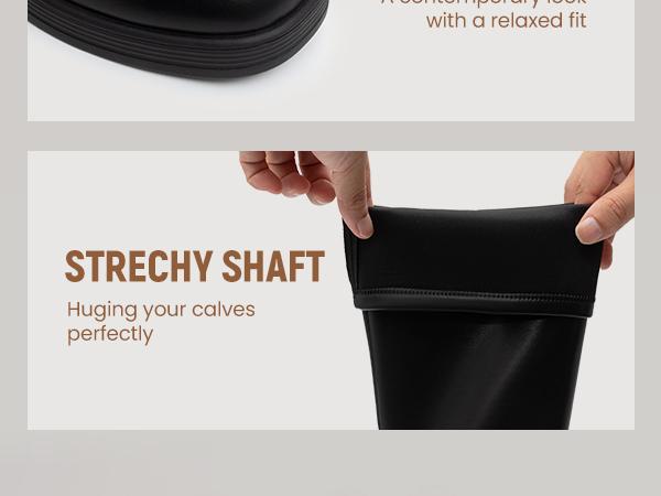 Athlefit Knee High Boots for Women Square Toe Platform Chunky Heel Stretchy Tall Boots with Side Zipper Athlefit Knee High Boots for Women Square Toe Platform Chunky Heel Stretchy Tall Boots with Side Zipper