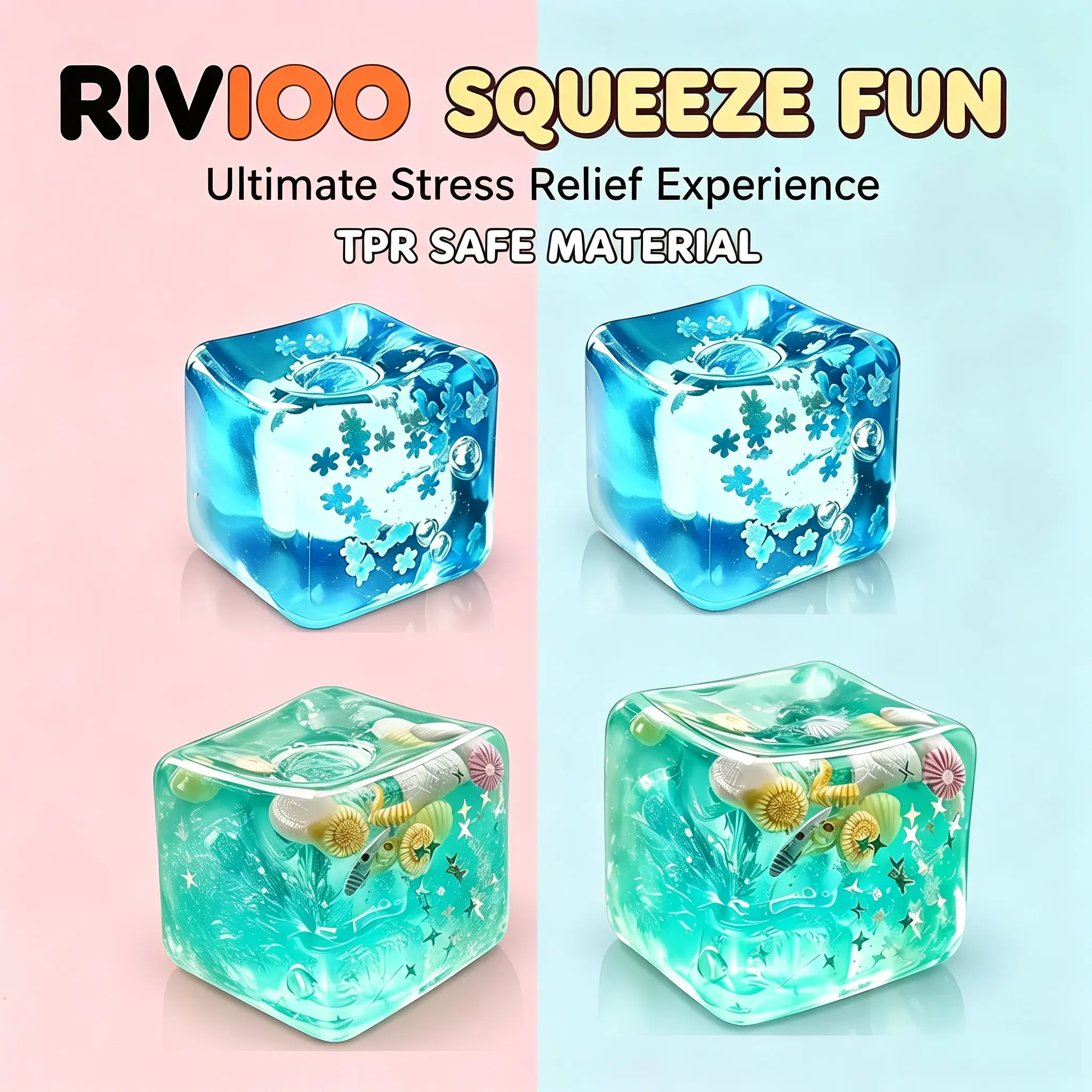 RIVIOO Snowflake Ocean Ice Cube Maltose Squeeze Music Decompression Vent Slow Rebound Decompression Toy