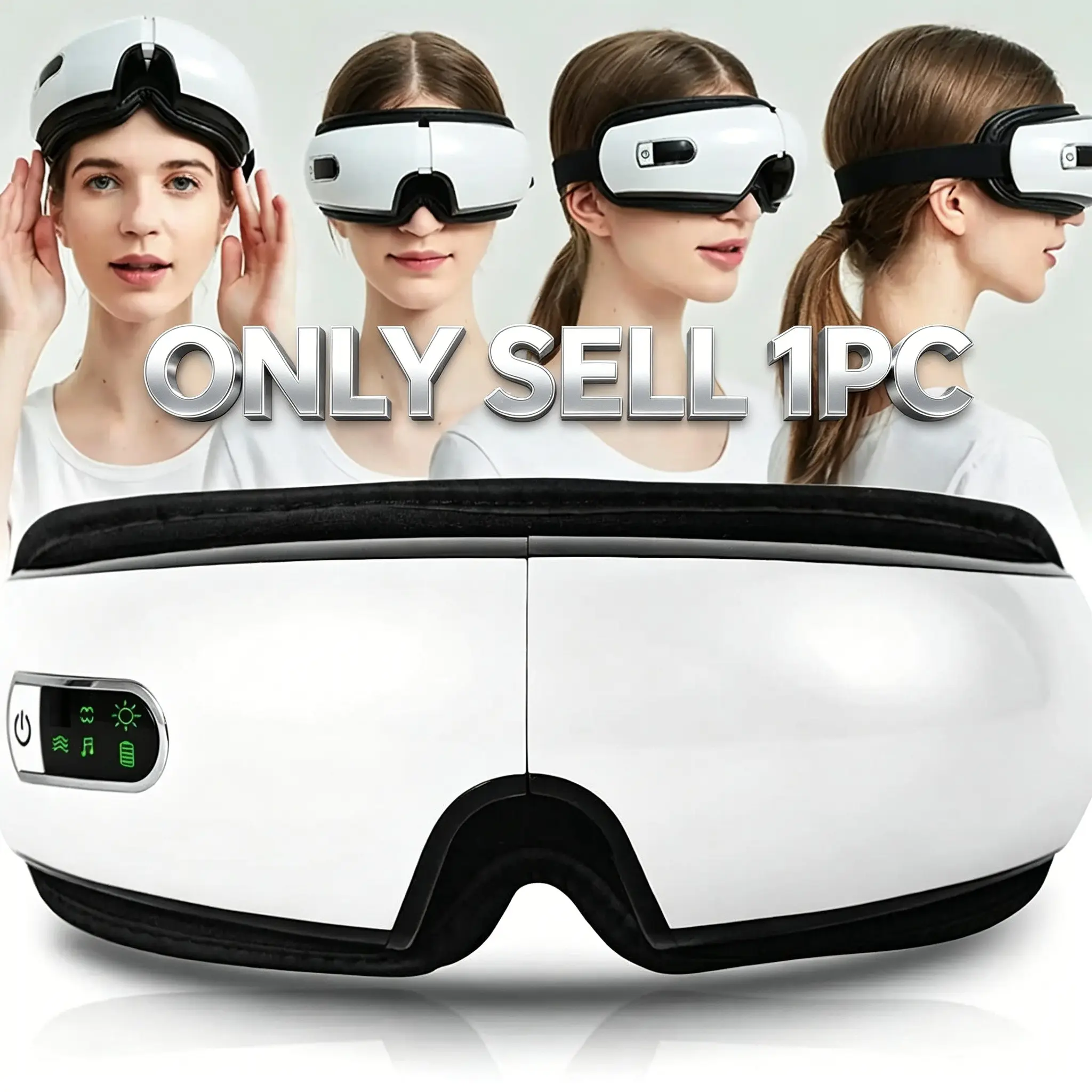 Heating Eye Massager, Smart Eye Massage Device, Air Compression, Vibration, Bluetooth-compatible Music, Foldable, Relieves Migraine, Fatigue, Dry Eyes, Sleep Aid, Gift for Men and Women