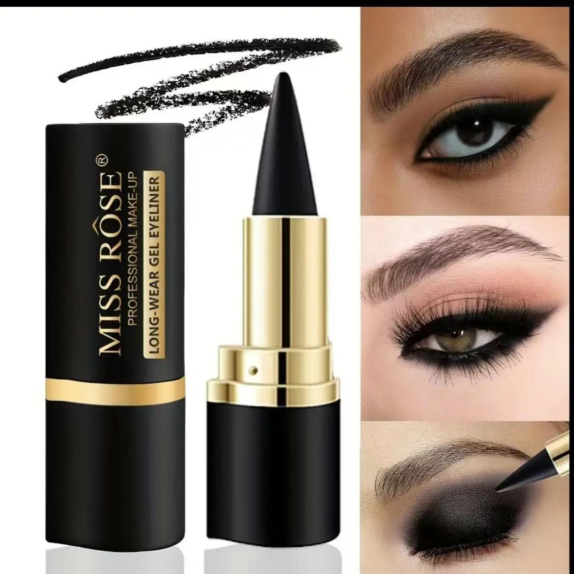 Black Gel Eyeliner Pencil - Waterproof & Smudge Proof for Cat Eye & Smokey Eye Makeup Lipliner Eyeshadow Cream Color