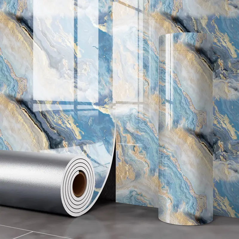 15.75 x 118.11 Inches thick large roll modern marble peel and stick floor sticker removable adhesive, suitable for kitchen backsplash bathroom bedroom living room TV backdrop and whole house furniture renovation