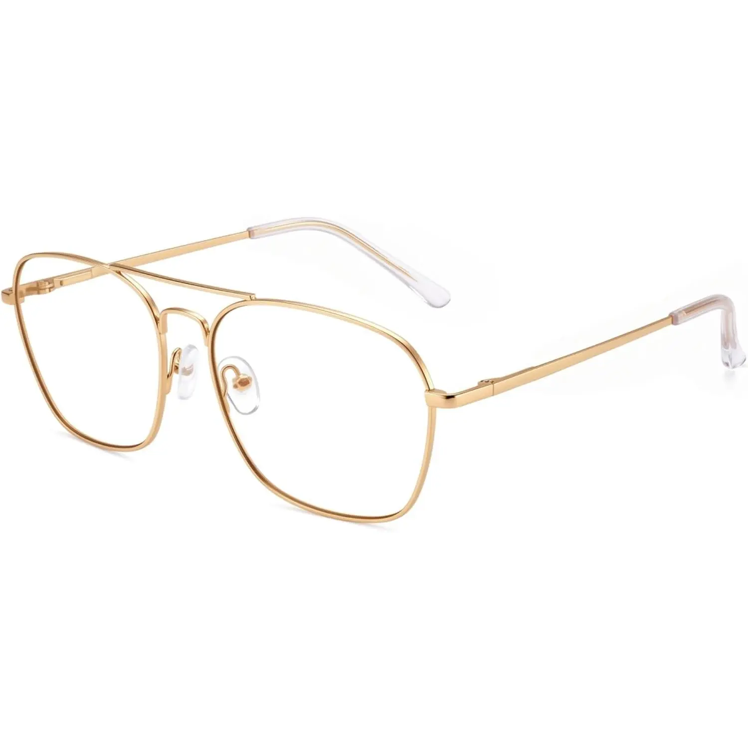 Unisex Metal Aviators Blue Light Blocking Glasses - Square Lenses, Anti-Glare Eye Protection Eyewear for Daily Use