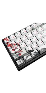 Plum Blossom Keycaps 71 Set for Gaming Mechanical Keyboard Custom PBT OEM Profile Japanese Font with Keycap Puller for Cherry MX 71/61 60 Percent Keyboard