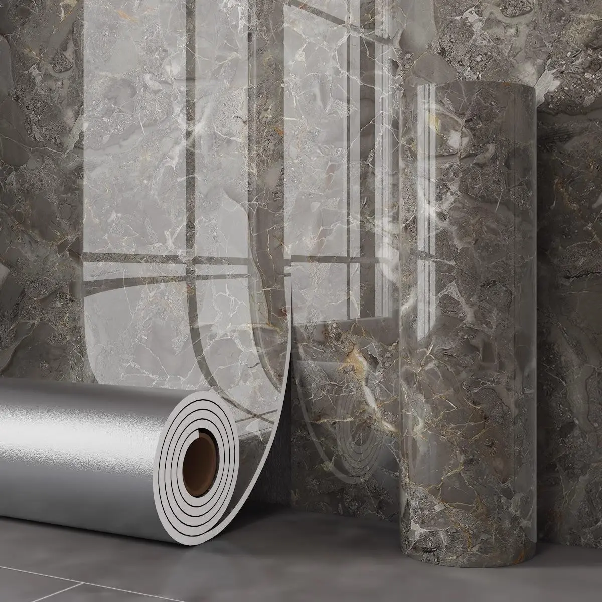 Waterproof and moisture-proof self-adhesive PVC marble texture wall panel, large size 118.11×415.75 inches, special decorative board for bathroom, kitchen, and living room shower wall renovation
