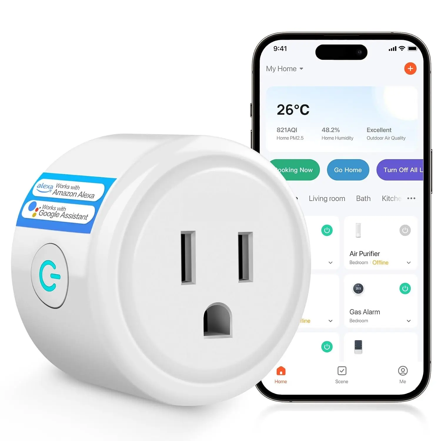 2.4GHz WiFi Smart Plug - Voice Control, Alexa Compatible Wireless Smart Mini Plug with App Control, Timer Function, Home Improvement Electrical Socket Accessory, Smart Mini Plugs