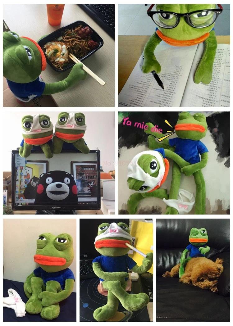 45cm Sad Frog Plush Toy Soft Stuffed Pillow Expression Pepe The Sad Frog Animal Plush Doll Birthday Boys Girls Birthday Gift