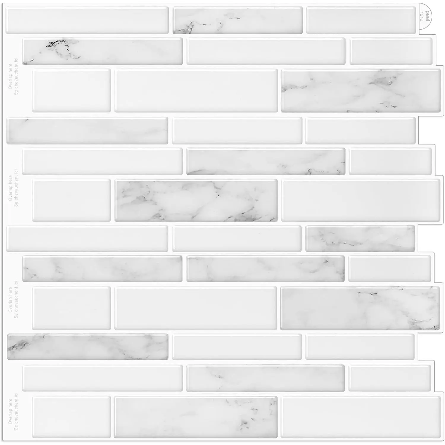 Marble Peel and Stick Backsplash, 10-Sheet   Self Adhesive Tiles for Kitchen Stick  Backsplash, Marble Look Decorative Tiles