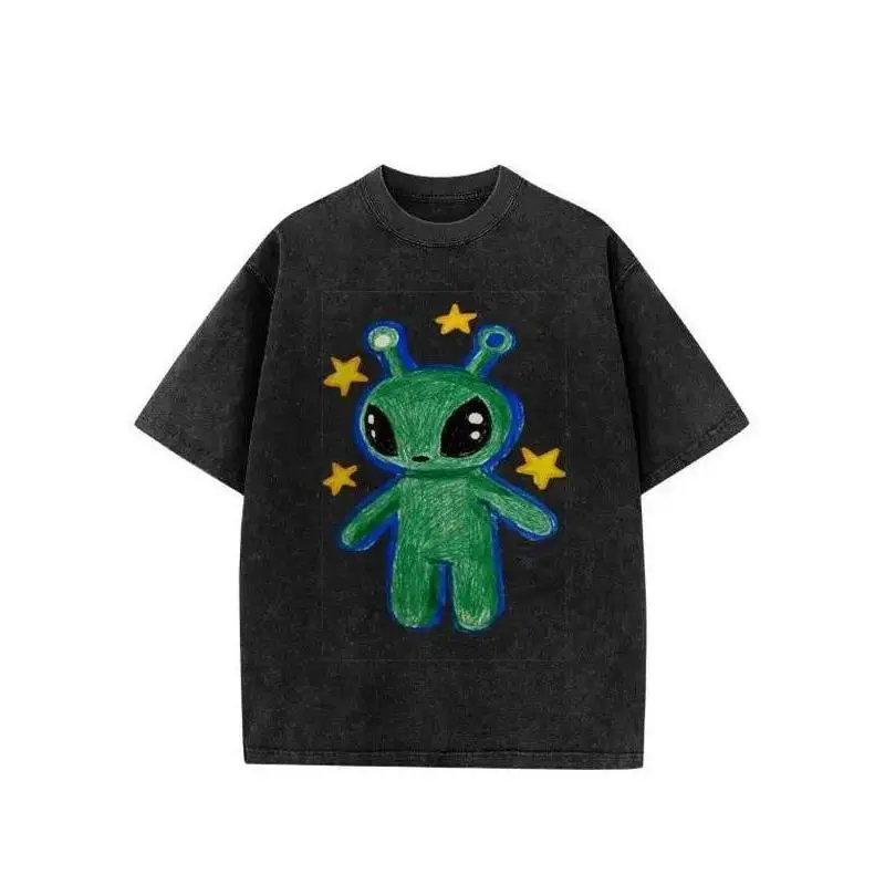 Cute Alien Graphiced T Shirt Unisex Streetwear Trend 2026 Cosmic Aesthetic Tee Soft Cotton Oversized Casual Festival Outfit Y2K Galaxy Space Style Trendy Graphic Tee For Men Women Daily Wear Gift Tshirt