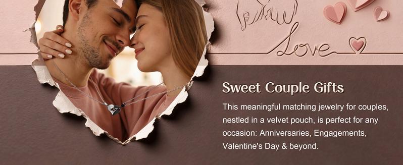 4Pcs Matching Heart Necklace And Bracelet Set for Couples Daily Wear Jewelry Set with Symbolic Pendants Coordinated Design for Men Women