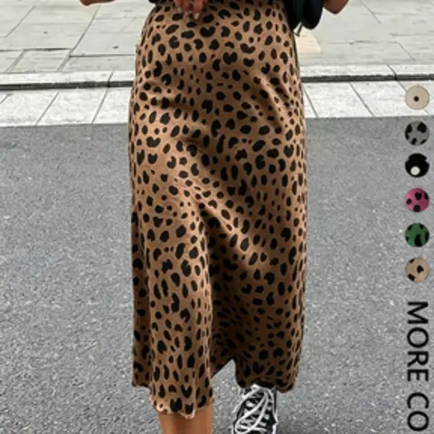Women's Leopard Print Midi Skirt, High Waist Design, Slim Fit, Multiple Colors Available, Perfect for Casual and Street Style, Retro Fashion, High Waist Skirts
