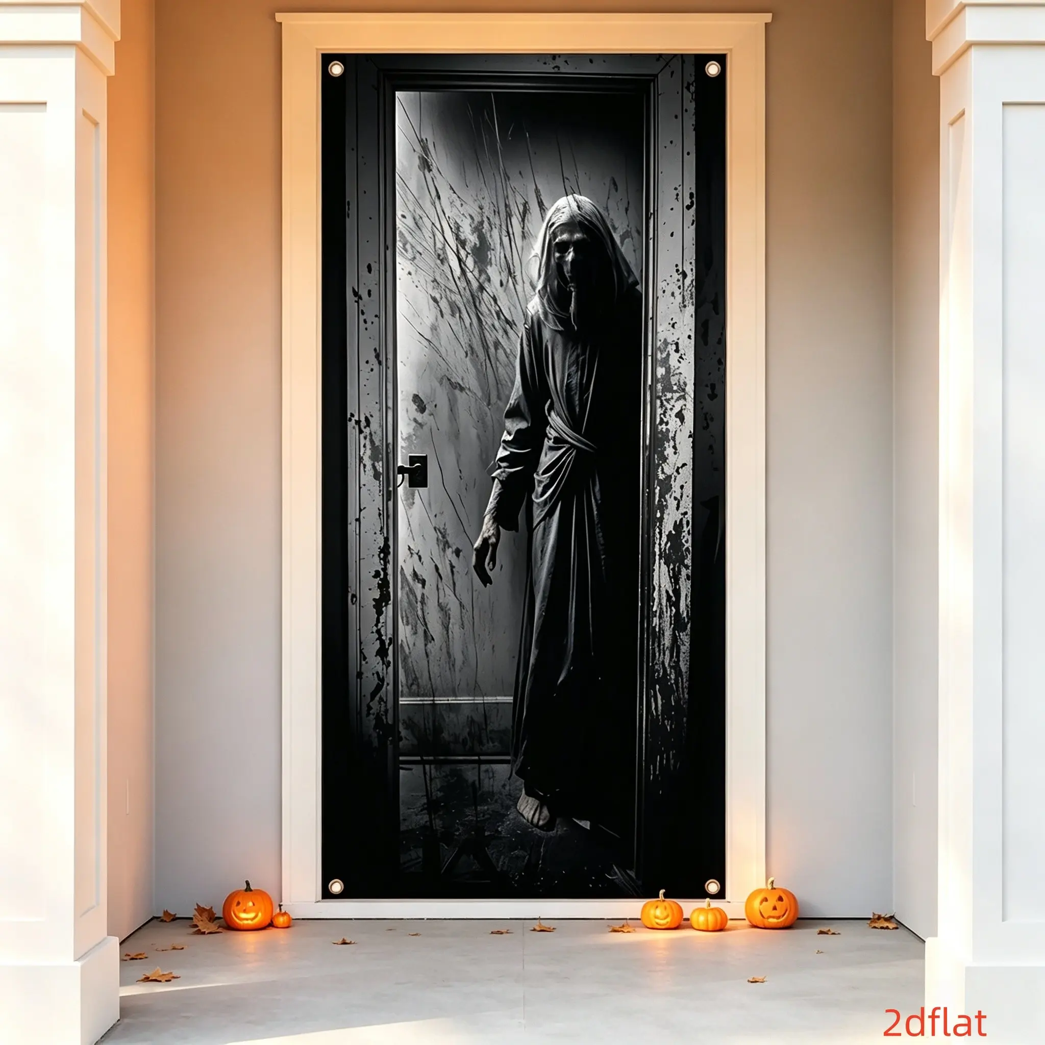 Halloween Party Decoration Background Cloth, Party Backdrop Decoration, Ghost House Pattern Banner, Durable Polyester, Indoor Outdoor Festival Decor