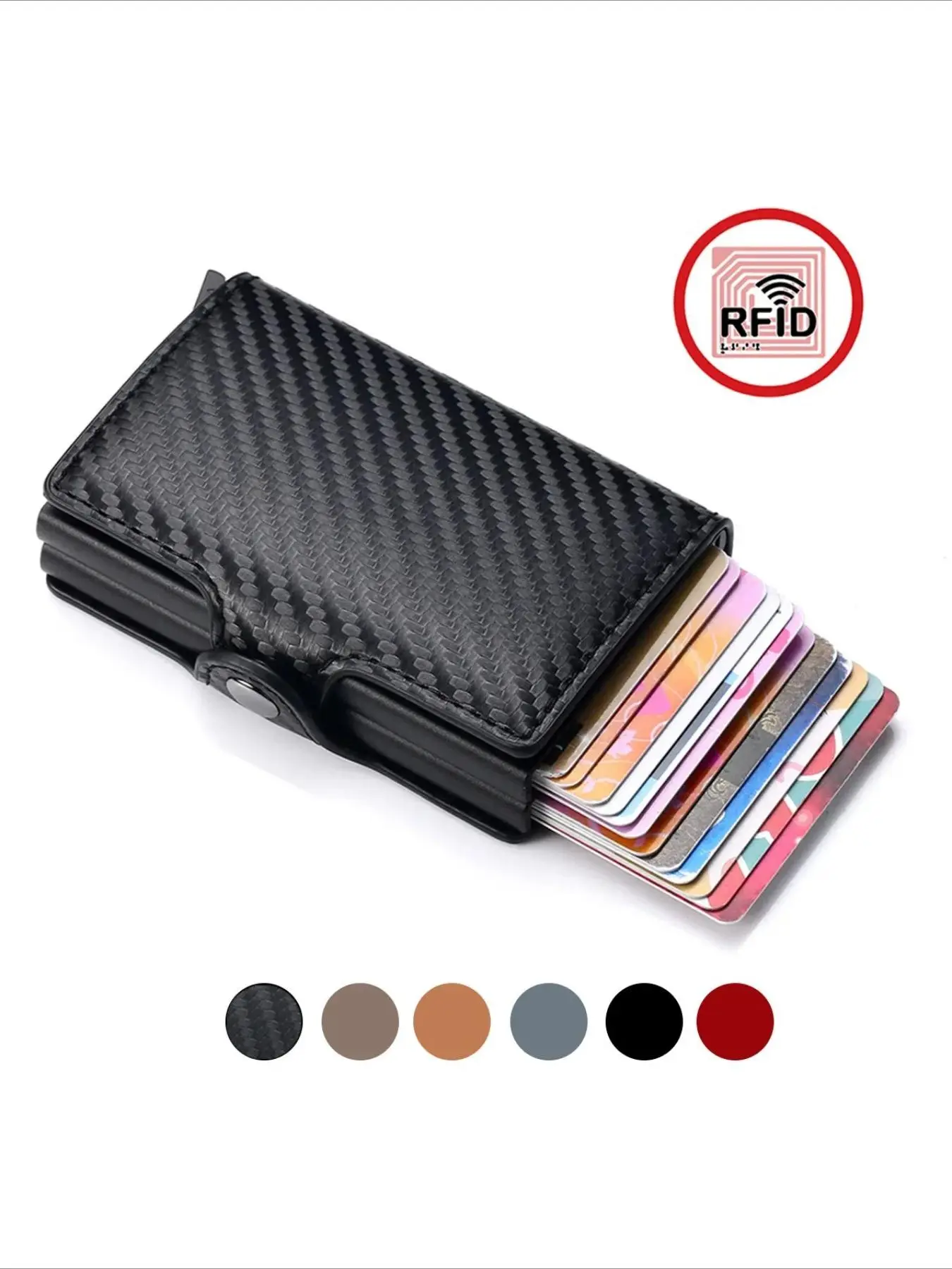 Rfid Men Card Wallets Carbon Fiber Slim Mini Wallet 14 Card Holders Small Money Bag Male Purses Rfid Protected Wallet