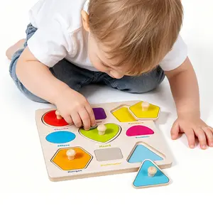 10 Themes - 1 Count Wooden Puzzles for Toddlers Over 3 Years, Educational Peg Puzzles with Dinosaur/Animal/Fruit/Shape, Cognitive Learning Toys for Baby, Early Development & Activity Toys, Birthday Gift for Kids, School Supplies, Toy for Back to School