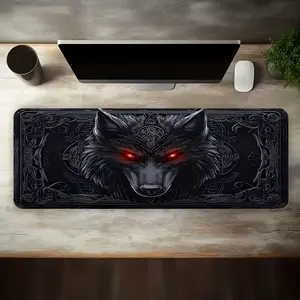 Extra Large Rubber Gaming Mouse Pad, Wolf Head Design, Fun Desktop Element, Office & Gaming Setup, Ideal Christmas & Halloween Gift