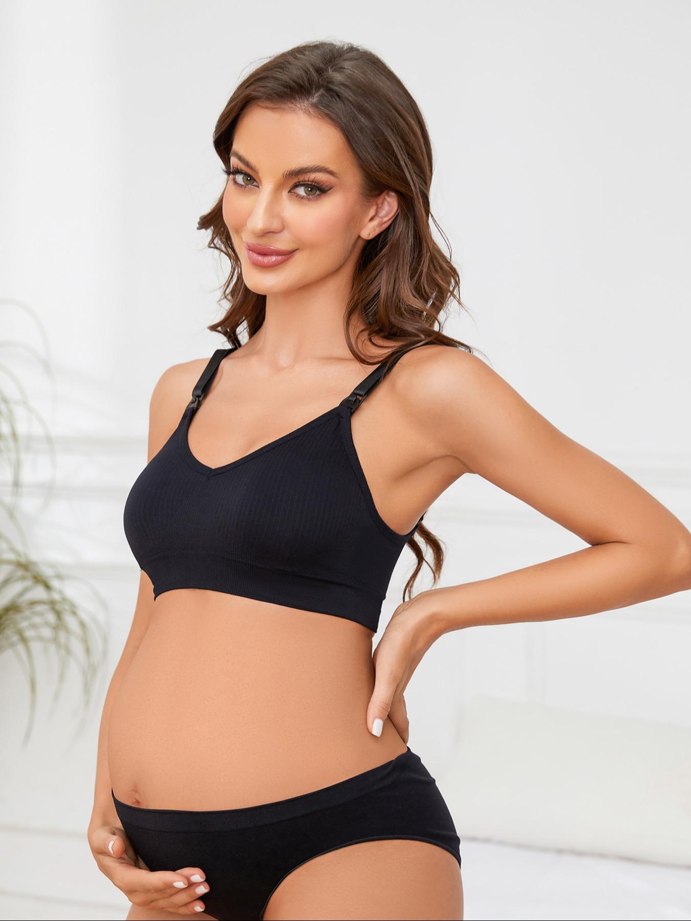 Maternity Solid Adjustable Strap Wireless Nursing Bra, Soft Comfortable Breathable Maternity Bra, Maternity Lingerie for All Seasons