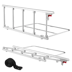 VEVOR Foldable Bed Rail for Elderly, 48 in Bedside Assist Rail with Fixing Strap, Adjustable Height Pipe Bedside Cane, High-Strength Metal Senior Bed Bar, Hand Guard Grab Fits King, Queen, Full, Twin