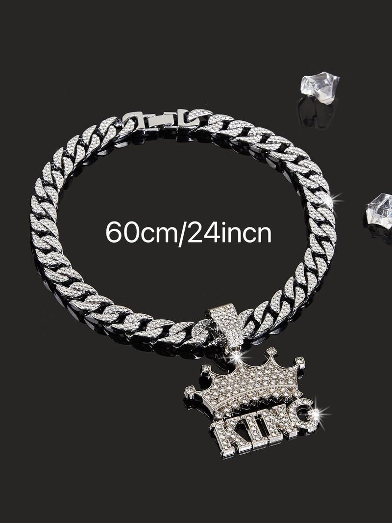 14K Gold Plated King & Crown Pendant with Austrian Rhinestones Miami Cuban Link Chain Italy & Micro Inspired Unisex Hip Hop Necklace for Men & Women Jewelry,Daily Wear, Casual Fashion, Sporty Style, Gift Idea 14K Gold Plated King & Crown Pendant with Austrian Rhinestones Miami Cuban Link Chain Italy & Micro Inspired Unisex Hip Hop Necklace for Men & Women Jewelry,Daily Wear, Casual Fashion, Sporty Style, Gift Idea