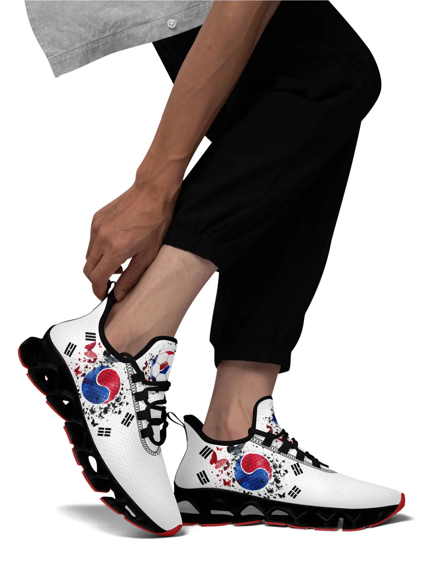 Shoes For Men, Korea Football Themed Lettering Print Lace-Up Low Top Sneakers, Lightweight Sports Shoes, Comfortable Running, Walking & Tennis Shoes, Breathable Plus Size