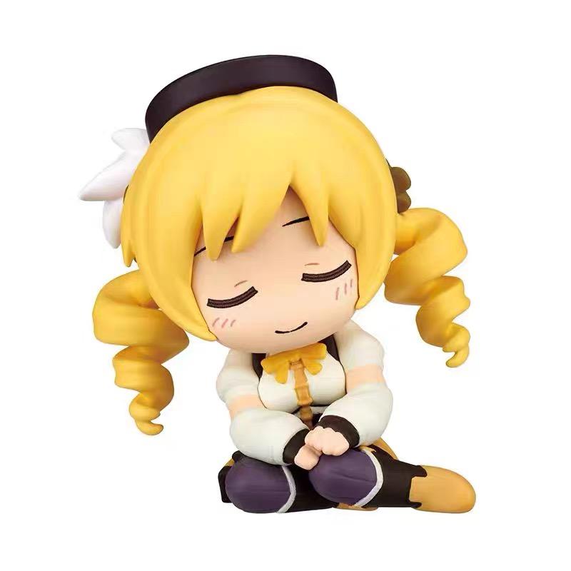 Puella Magi Madoka Magica Sleepy Chibi Figure Set, 4Pcs Anime Collectible Model Kit, Cute Desk Decor Gift for Fans