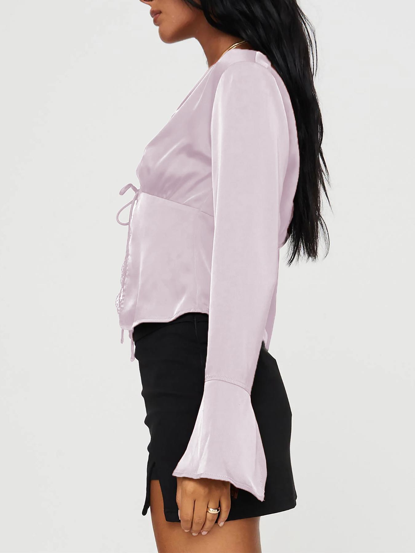 Women's Long Sleeve Blouse, Elegant Casual Top for Spring & Fall, Women's Clothing for Daily Wear