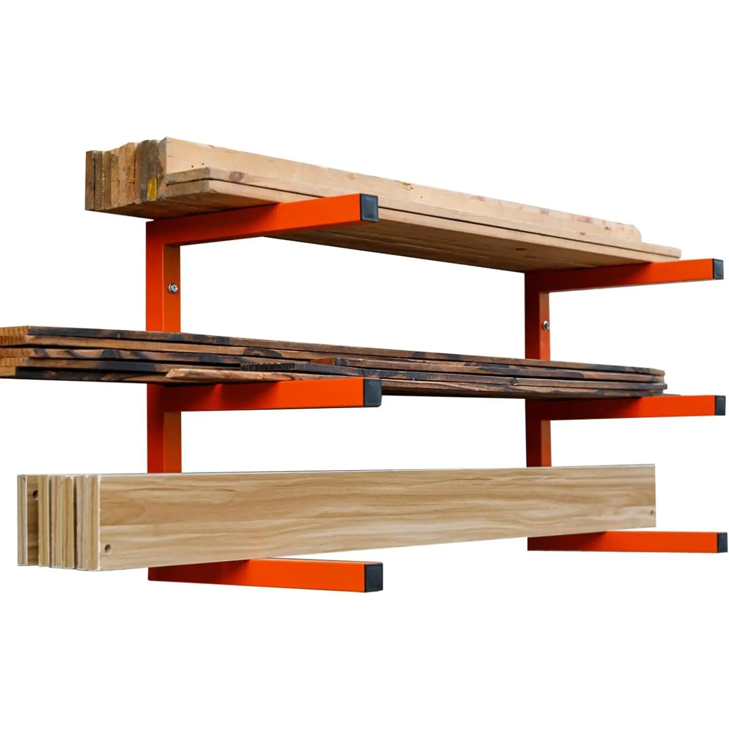 Lumber Storage Rack Wall Mount, Heavy Duty Metal  Organizer with 3-Level Each Shelf Holds Up 200 Lbs, Indoor & Outdoor Use