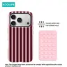 Koolife 2PCS Dark Red Pink Striped Phone Case Protector + Double-Sided Suction Cup Mount Glossy Hard PC+TPU Shockproof Cover Compatible with iPhone 18/18 Pro Max/17Pro 17ProMax Air 16 15 14 13 12 11 XR X XS XS Max Pro Max Plus Must-Have
