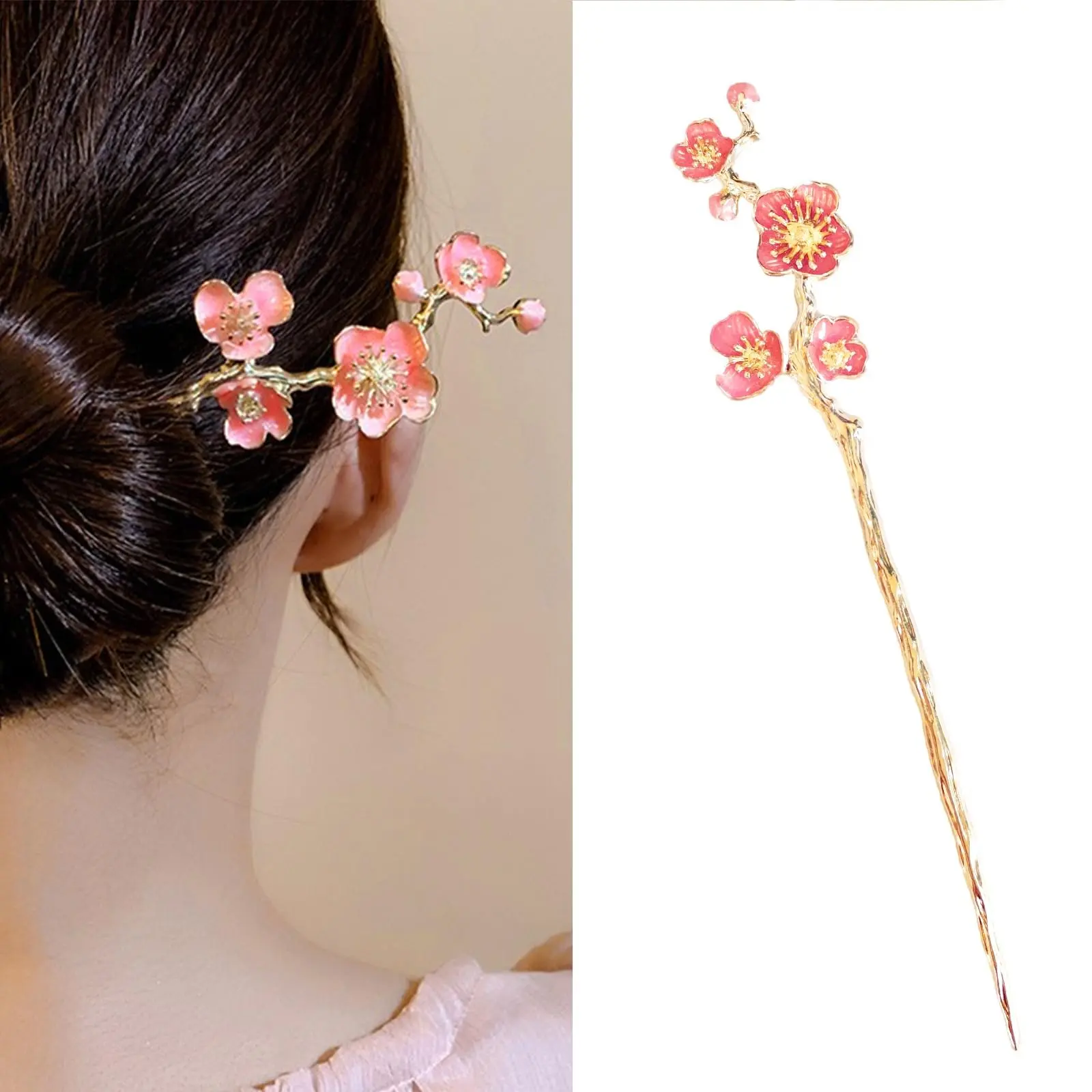 Elegant Sakura Design Hair Pin, Minimalist Japanese Hair Pin for Women, for Bridal, Tea Party & Special Occasions