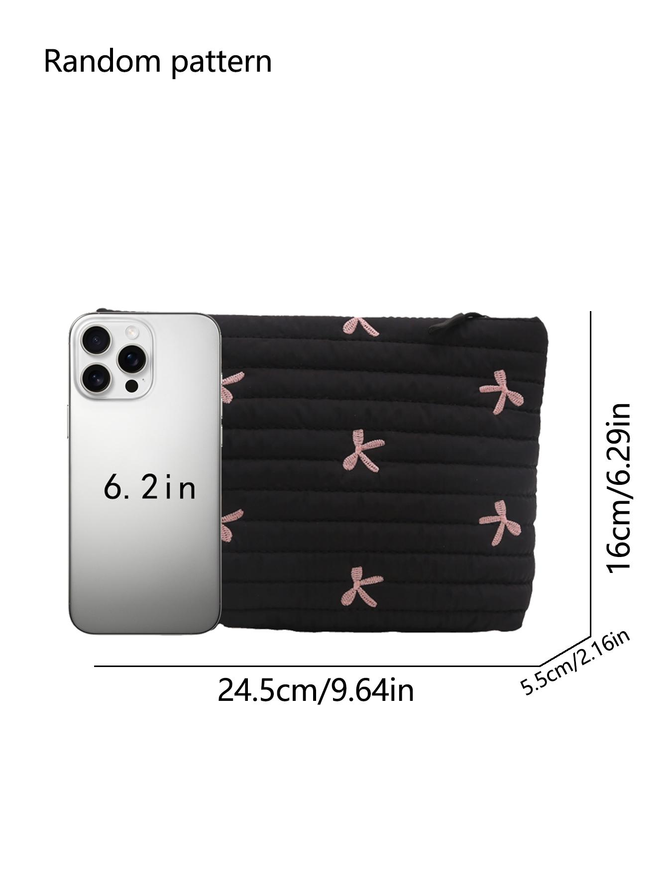 Solid color quilted design clutch bag, large capacity zipper travel storage bag, women's portable travel storage bag, back to school season, suitable for daily commuting and travel, school portable bag, Quilted Purse